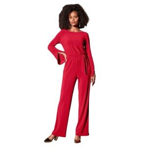 Boston Proper Beyond Travel Long Sleeve Tie Waist Jumpsuit Size M